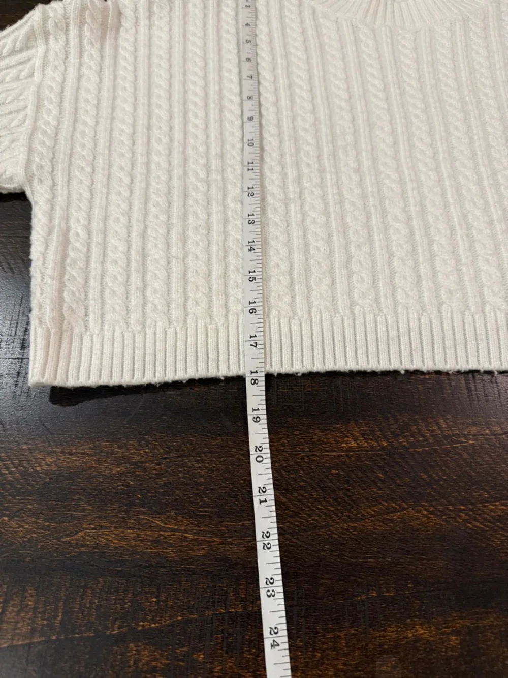 Altar’d State Ivory Cable Knit Cropped Sweater Boho Cozy M - Picture 6 of 8